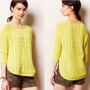 Sparrow Yellow Crew Neck Sweater with Textured Knit